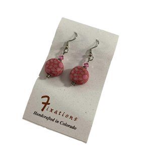 Fixation Dangle Earrings Polymer Clay Gray 1.25" Long Handcrafted in Colorado